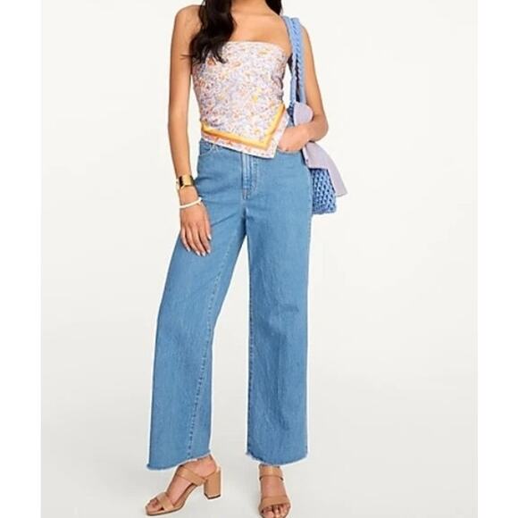J. Crew Slim High Rise Wide Leg Jeans Light Indigo Wash Blue 30 / 10 - Picture 1 of 10